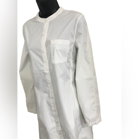 ATHLETA white poplin button down front PERFORMANCE shirt Dress size large new - Picture 8 of 11